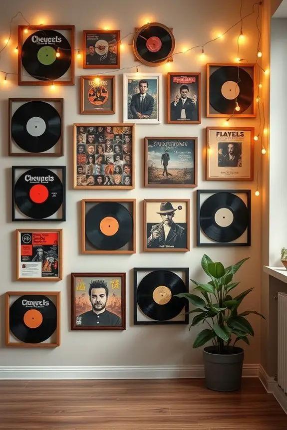vintage record showcase lighting