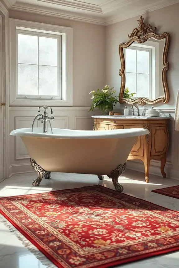 vintage rugs enhance bathrooms