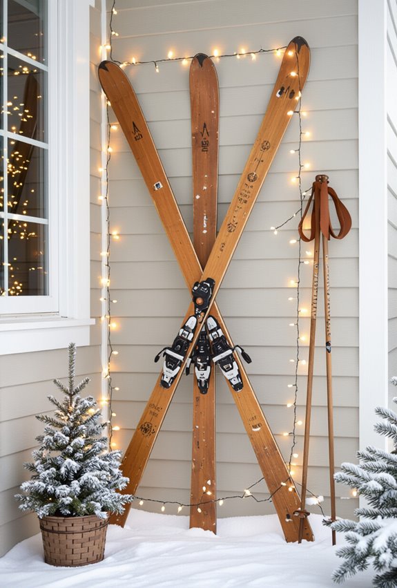 vintage skis decorative display