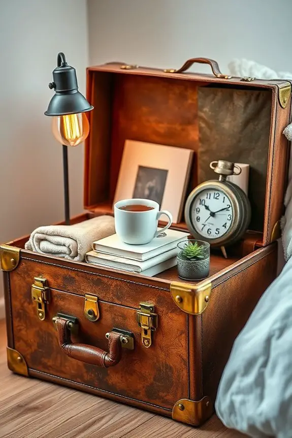 vintage suitcase bedside table