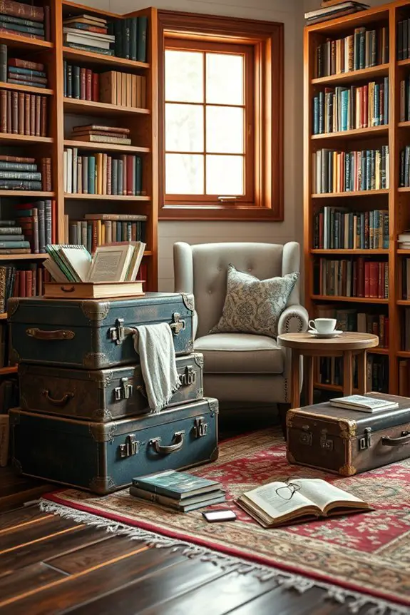 vintage suitcase book storage