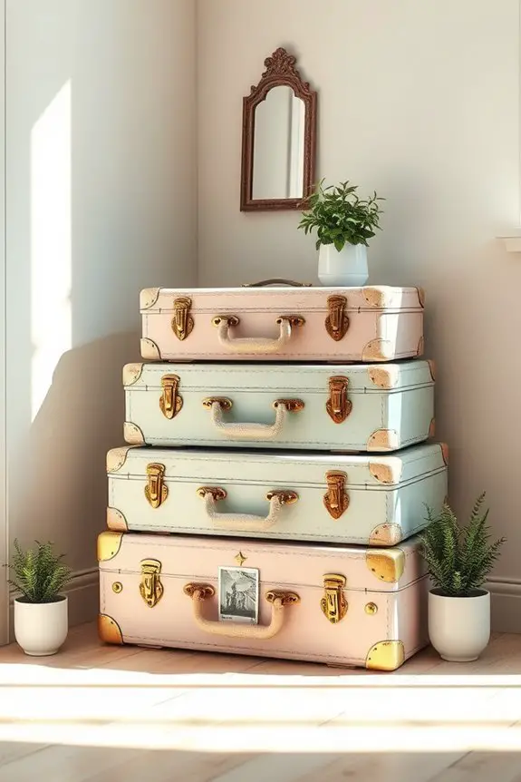 vintage suitcase decor stack
