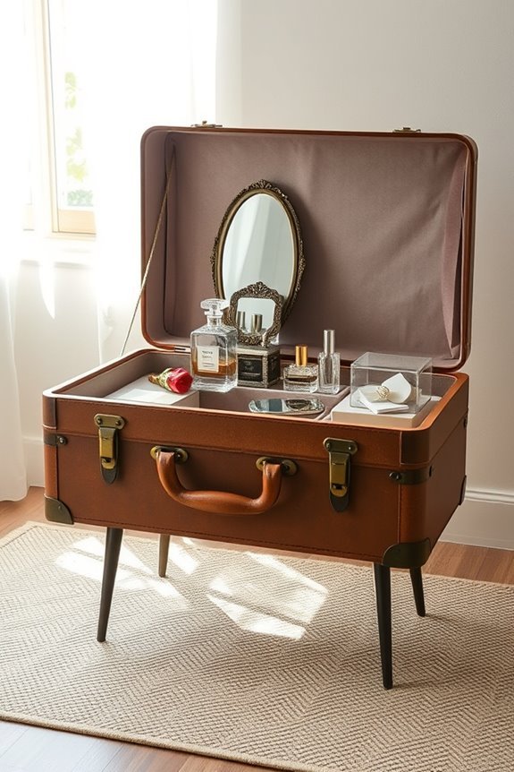 vintage suitcase dressing table