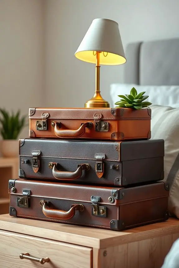 vintage suitcase nightstand decor