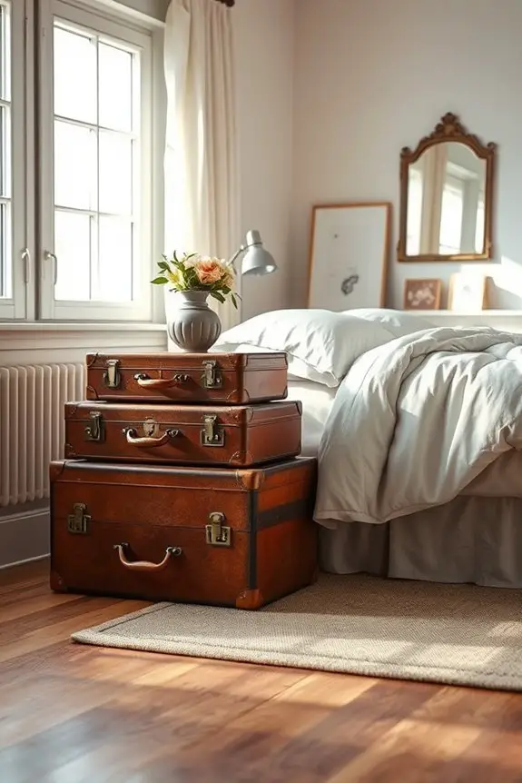 vintage suitcase nightstand decor
