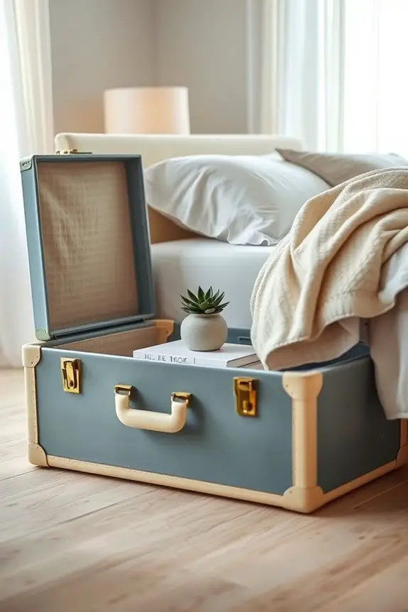 vintage suitcase nightstand idea