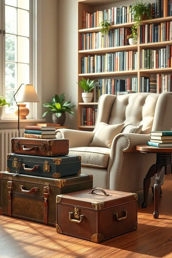 vintage suitcases as storage