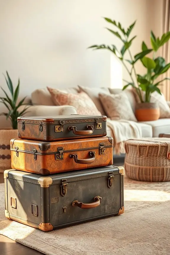 vintage suitcases as storage