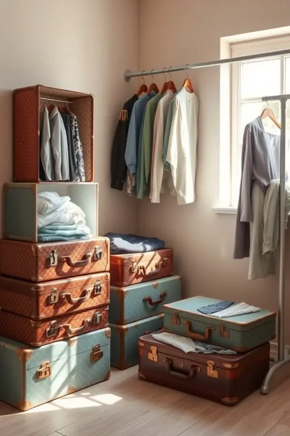 vintage suitcases for storage