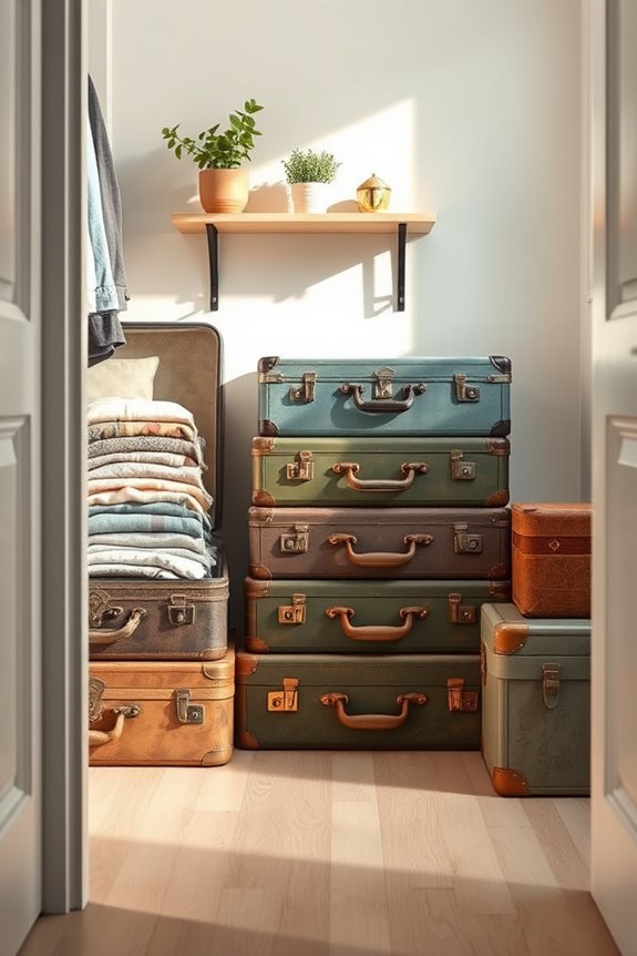 vintage suitcases for storage