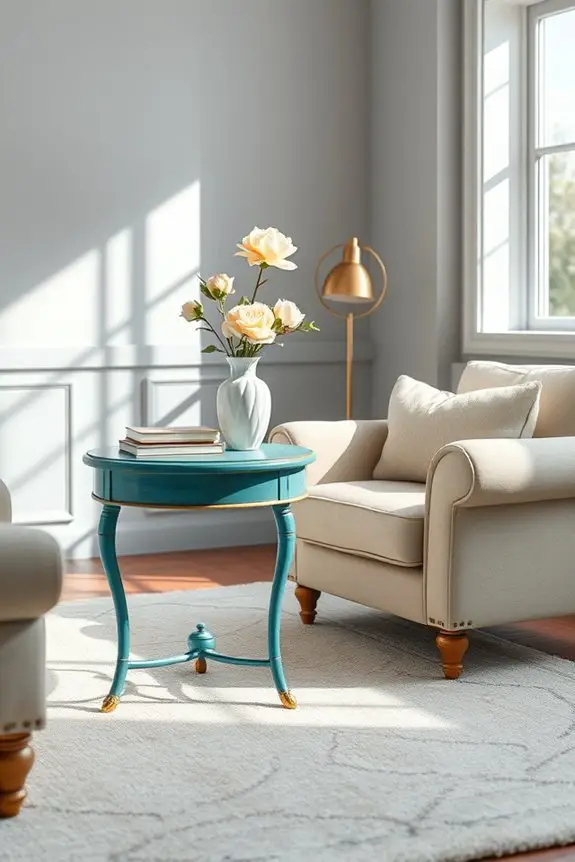 vintage teal furniture accents