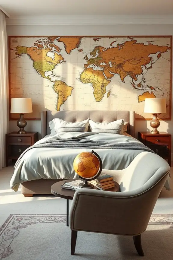 vintage travel inspired bedroom decor