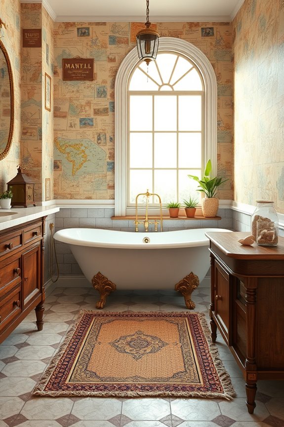 vintage travel themed bathroom decor