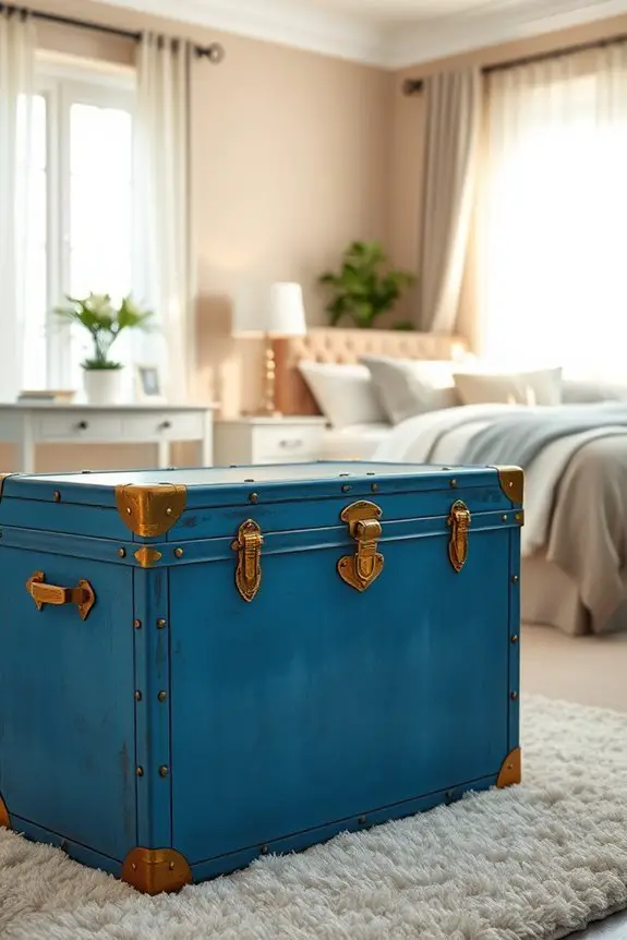 vintage trunk bedroom accent