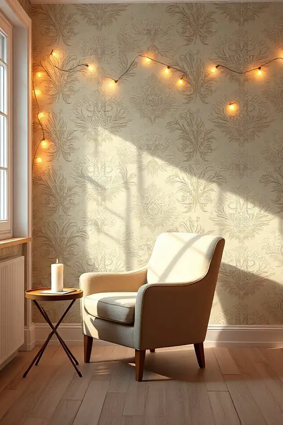 vintage wallpaper and candlelight