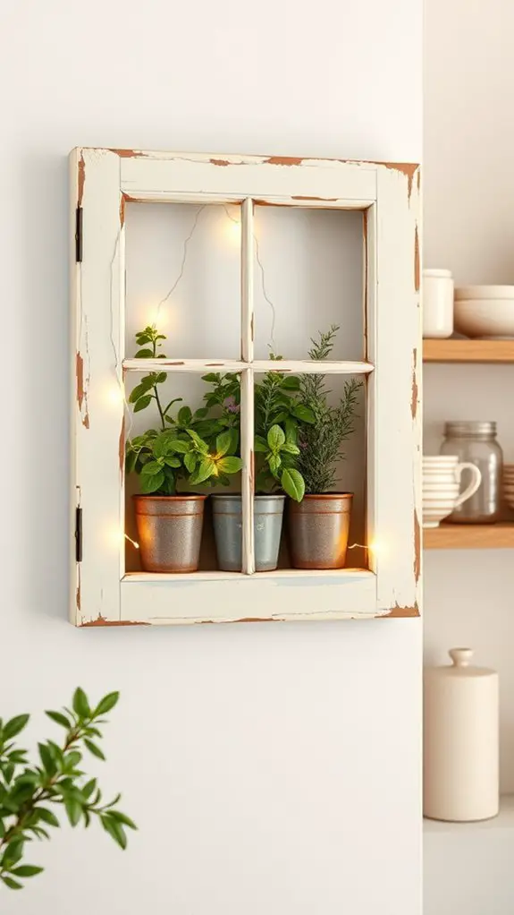vintage window frame display
