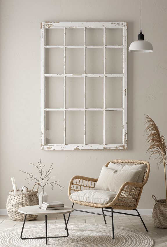 vintage window frame layered display