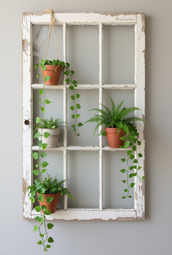 vintage window plant display