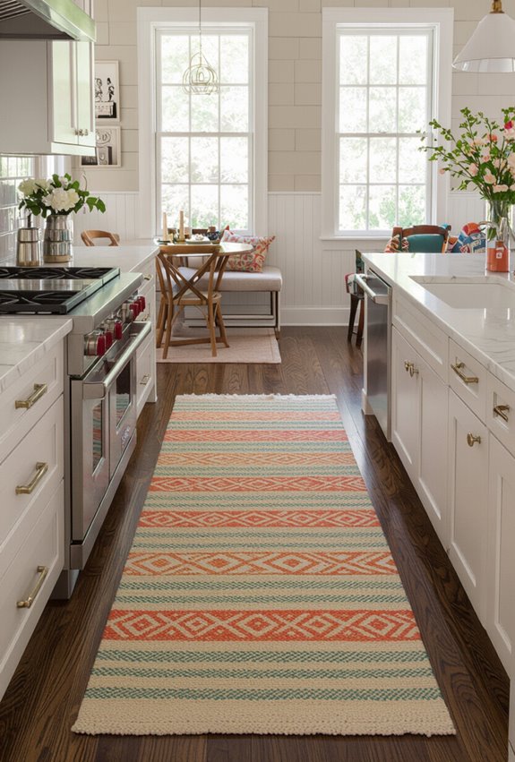 vivid runner anchors kitchen floor