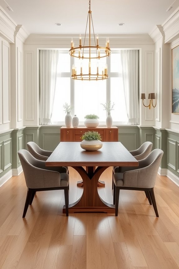 wainscoting enhances dining spaces