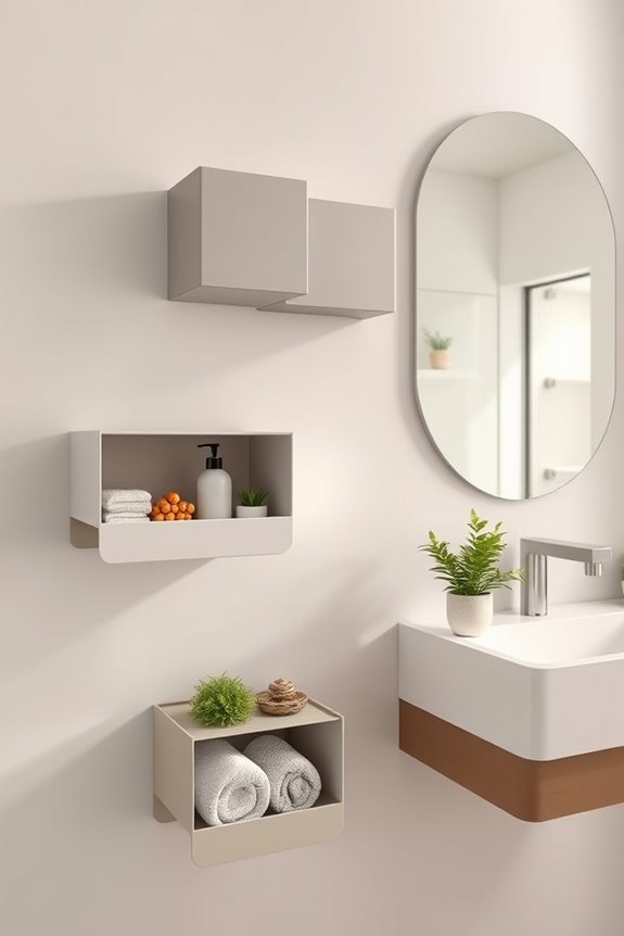 wall mounted bathroom storage bins
