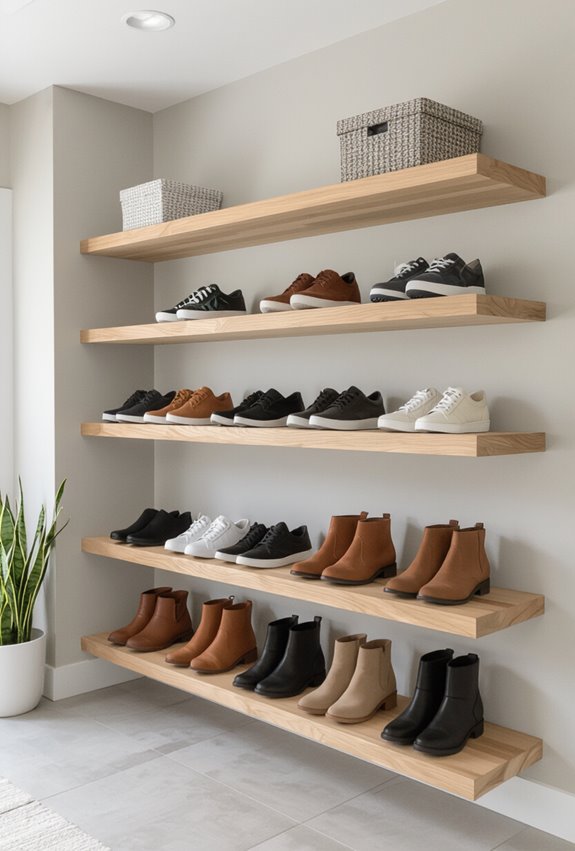 wall mounted floating shoe storage