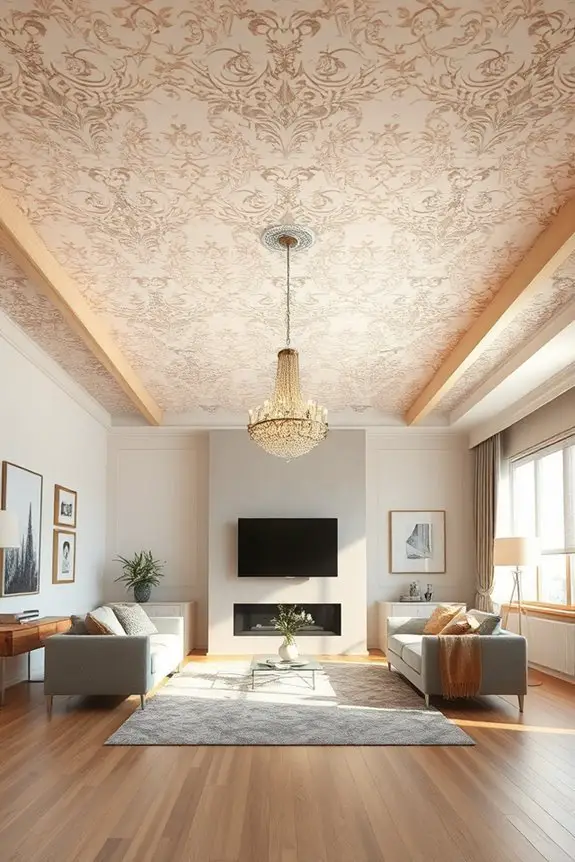 wallpapered ceiling design ideas