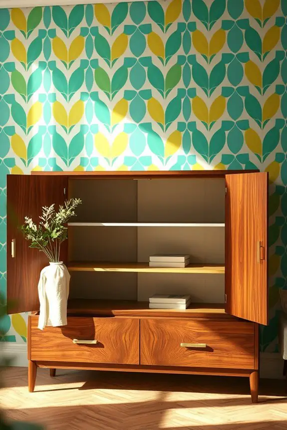 wallpapered furniture door transformation