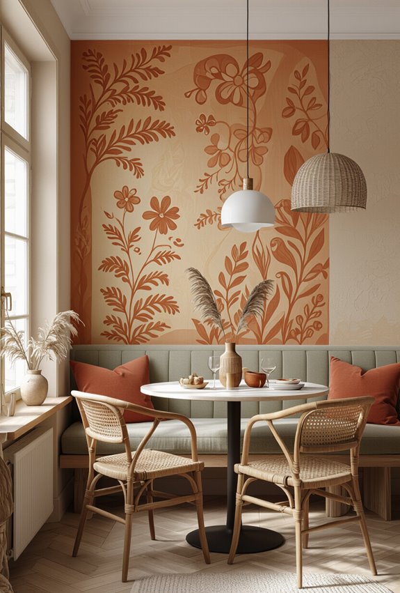 warm boho mural accent