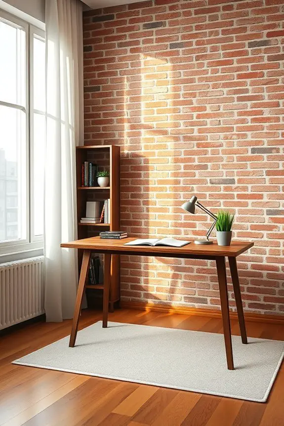 warm brick accents inspire productivity