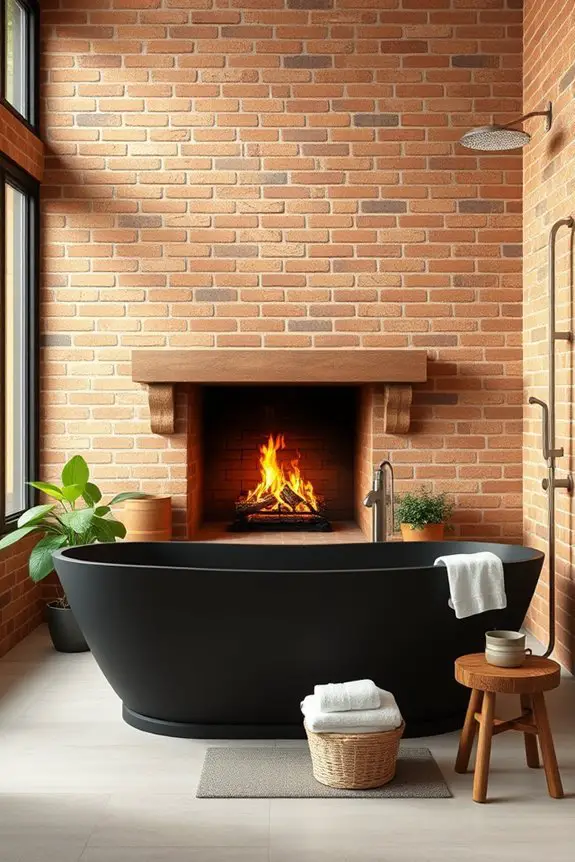 warm brick fireplace surround