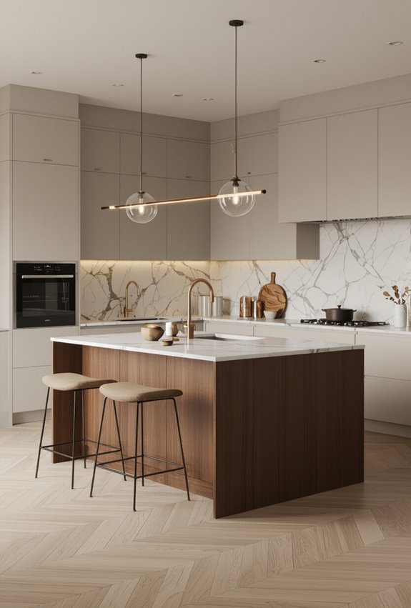 warm brown island light counter