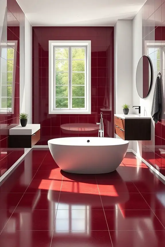 warm burgundy tile ambiance