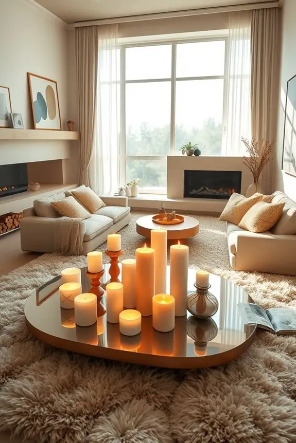 warm candlelit living room