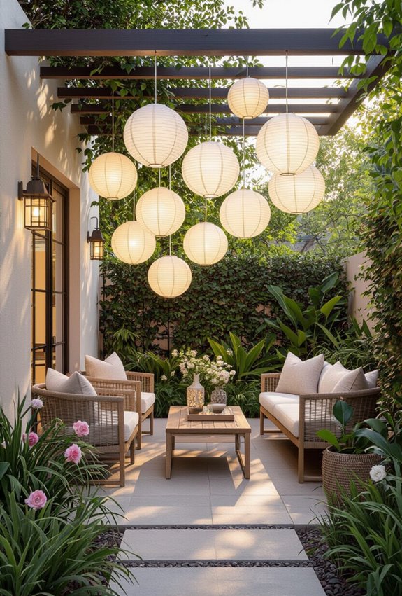warm clustered outdoor lanterns