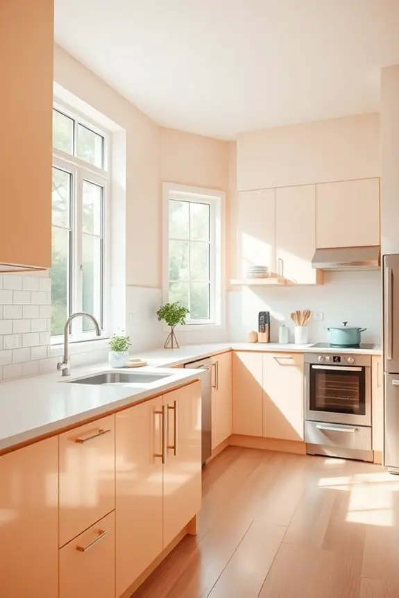 warm inviting peach cabinets