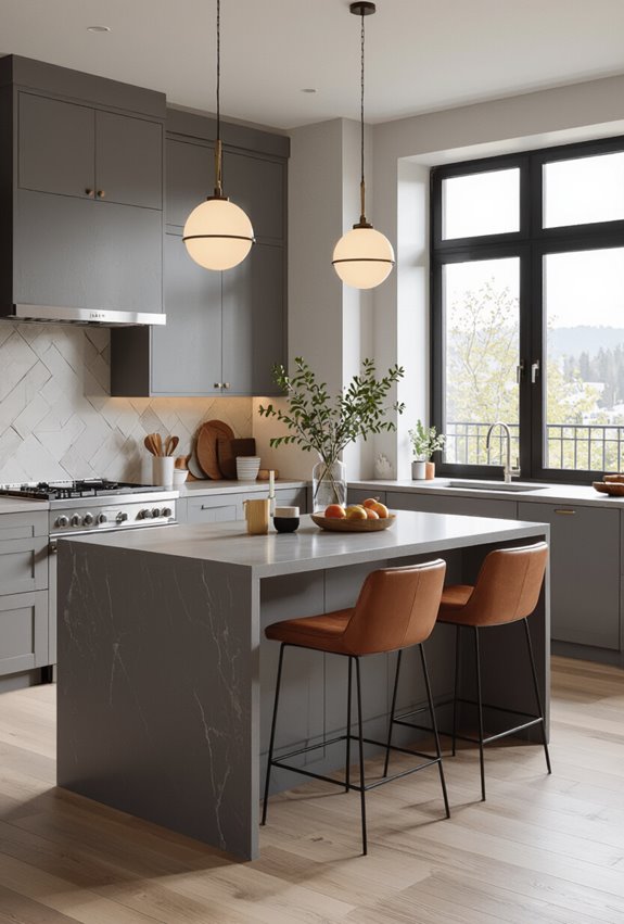 warm leather stools contrast