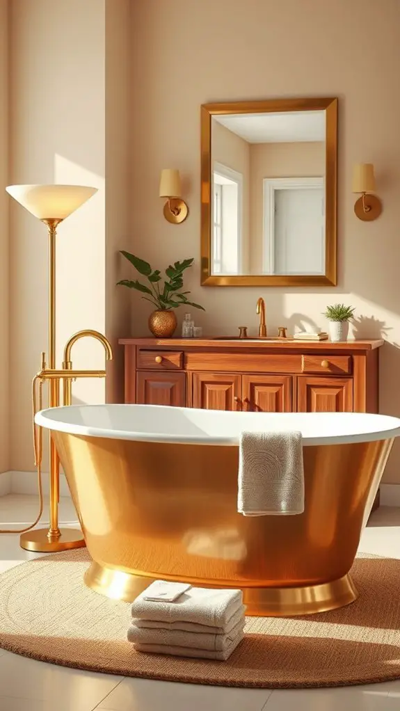 warm metal bathroom accents
