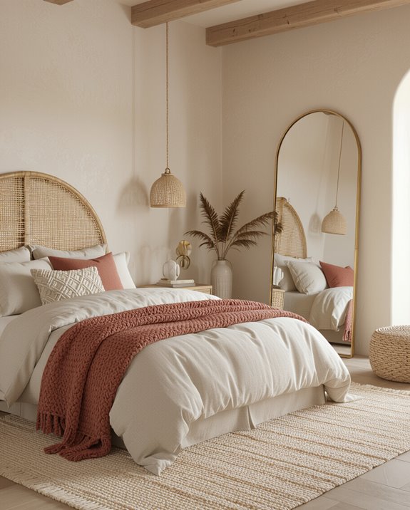 warm metallic accents enhance ambiance