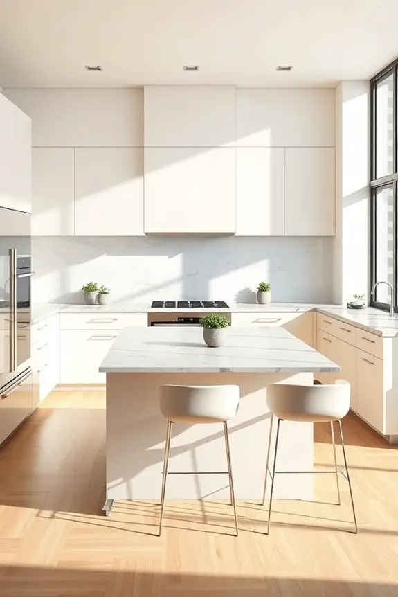 warm minimalist cream grey kitchen