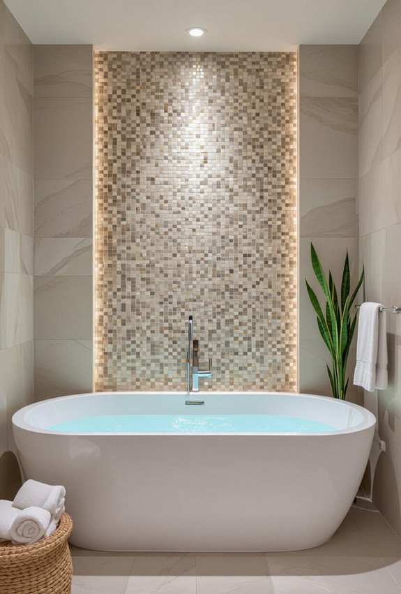 warm mosaic tub feature