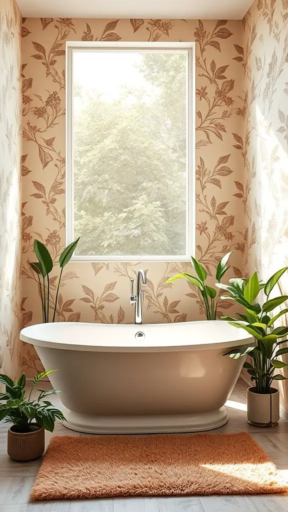 warm patterned bathroom wallpaper