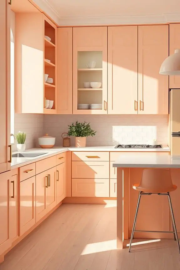 warm peach kitchen cabinets