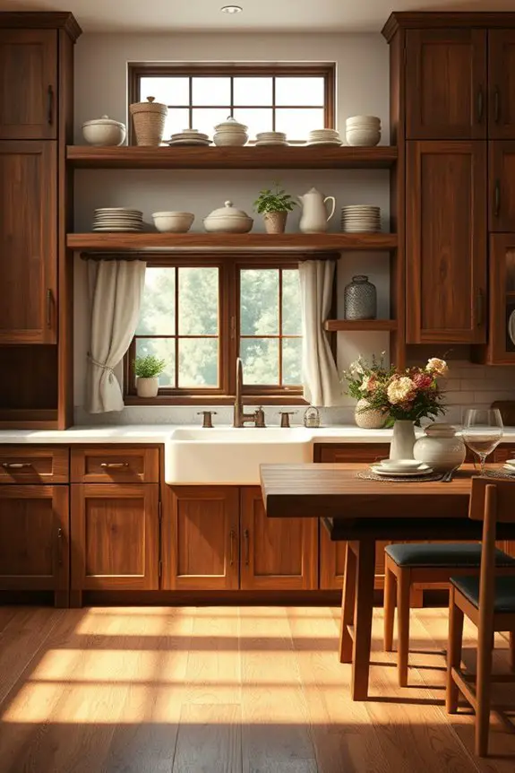 warm rustic brown cabinets