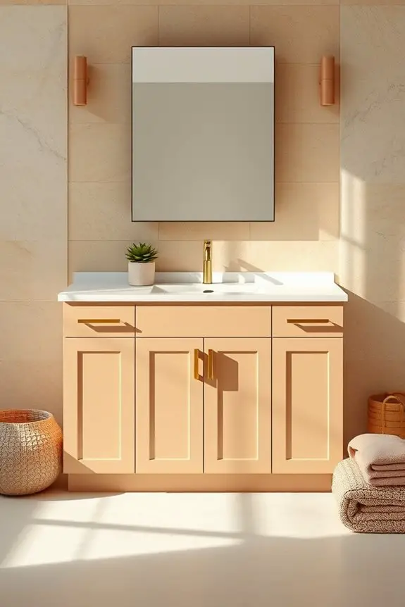 warm sand bathroom cabinetry