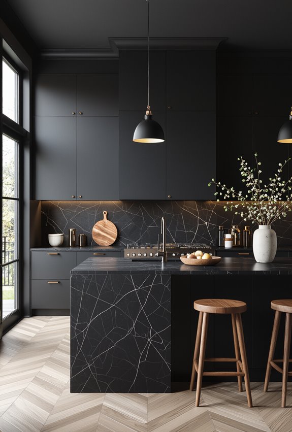 warm stained timber accents