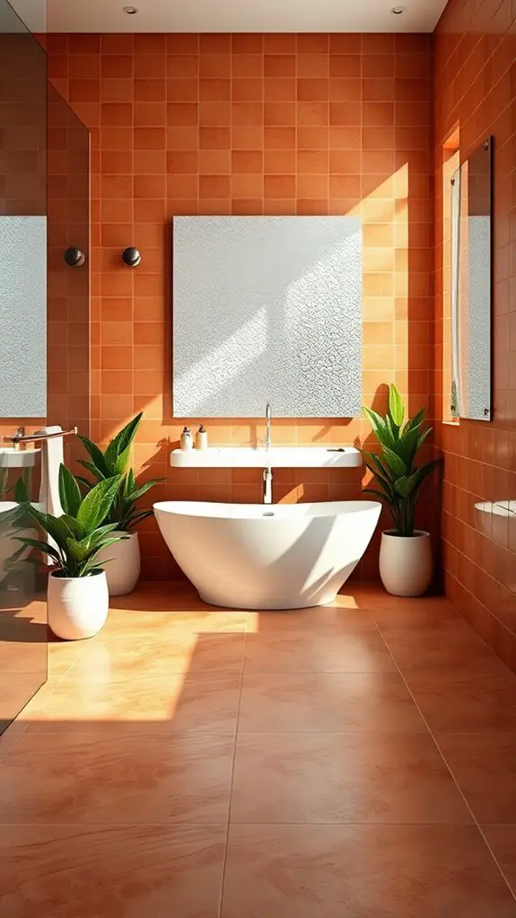 warm terracotta washroom aesthetics