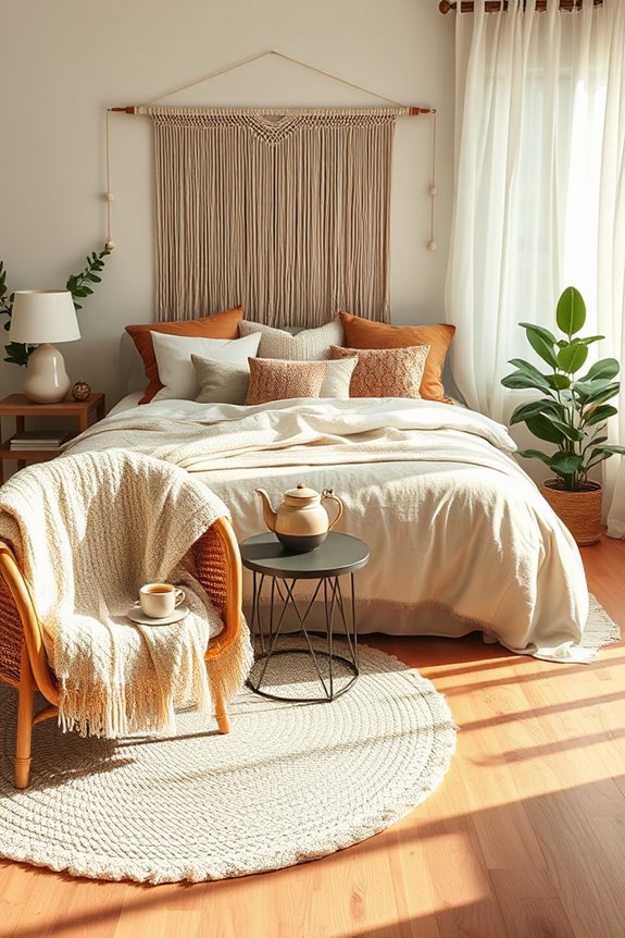 warm textured boho bedroom