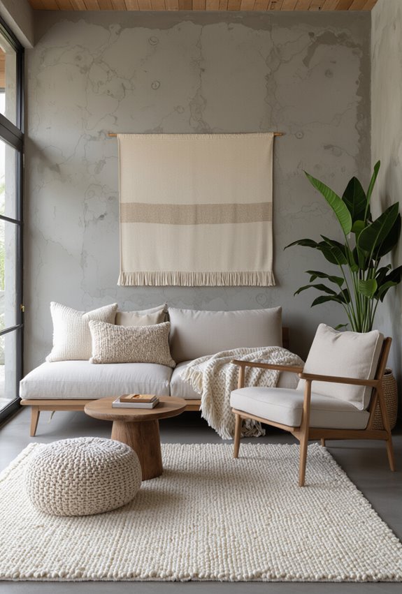 warm textured textiles soften concrete