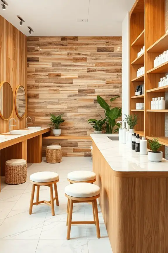 warm wood accents enhance ambiance